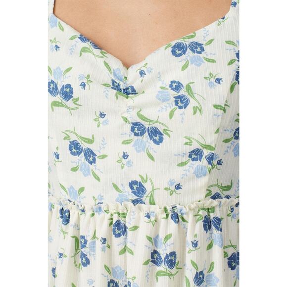 Sweet Baby Jamie Ivory Floral Print Tiered 3/4 Sleeve Midi Dress Size Medium - Picture 3 of 15